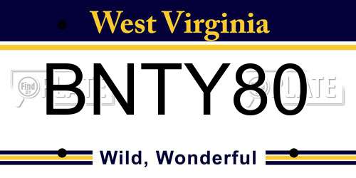 BNTY80 West Virginia License Plate