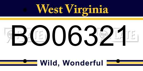 BO06321 West Virginia License Plate
