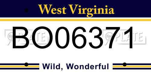 BO06371 West Virginia License Plate