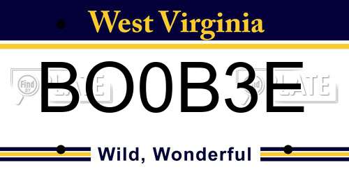 BO0B3E West Virginia License Plate