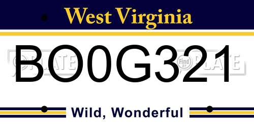 BO0G321 West Virginia License Plate