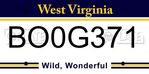BO0G371 West Virginia License Plate