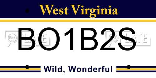 BO1B2S West Virginia License Plate
