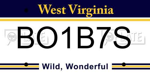 BO1B7S West Virginia License Plate