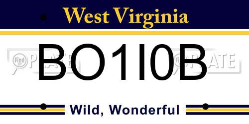 BO1I0B West Virginia License Plate
