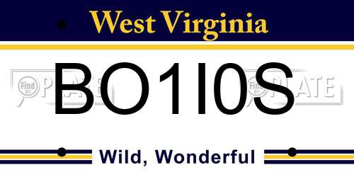 BO1I0S West Virginia License Plate
