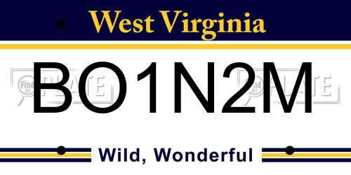 BO1N2M West Virginia License Plate