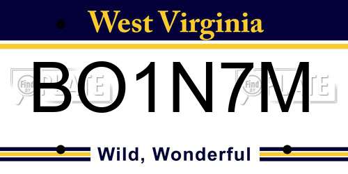 BO1N7M West Virginia License Plate