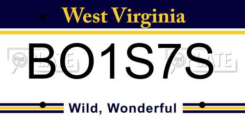 BO1S7S West Virginia License Plate