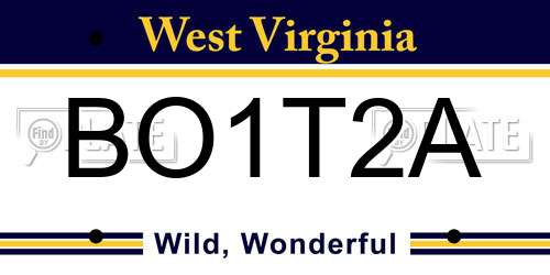 BO1T2A West Virginia License Plate