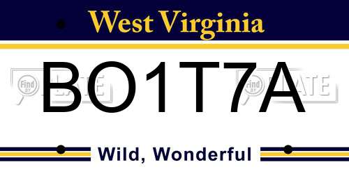 BO1T7A West Virginia License Plate