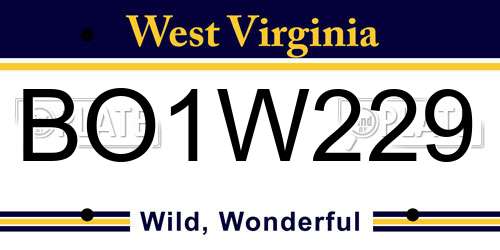 BO1W229 West Virginia License Plate