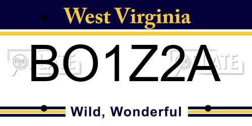 BO1Z2A West Virginia License Plate