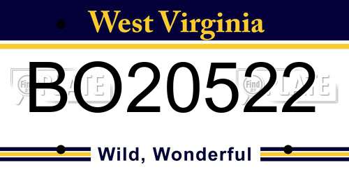 BO20522 West Virginia License Plate