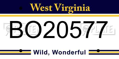 BO20577 West Virginia License Plate