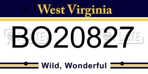 BO20827 West Virginia License Plate