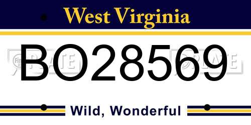 BO28569 West Virginia License Plate