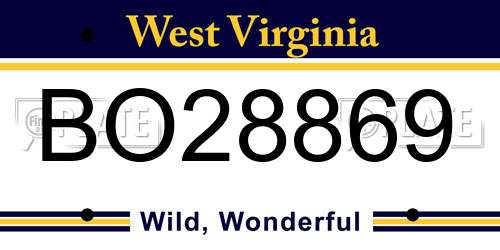 BO28869 West Virginia License Plate