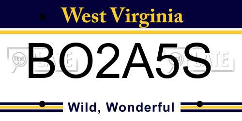BO2A5S West Virginia License Plate