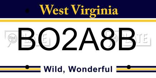 BO2A8B West Virginia License Plate