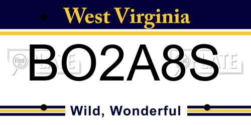 BO2A8S West Virginia License Plate