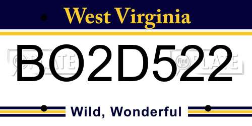 BO2D522 West Virginia License Plate
