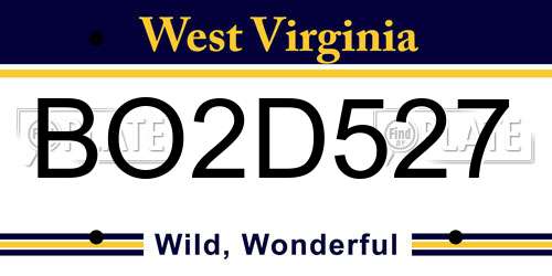 BO2D527 West Virginia License Plate