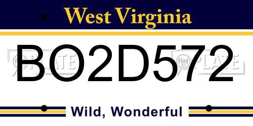 BO2D572 West Virginia License Plate