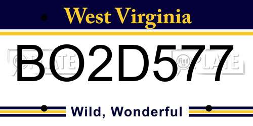 BO2D577 West Virginia License Plate