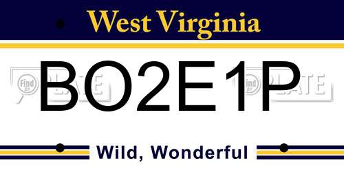 BO2E1P West Virginia License Plate