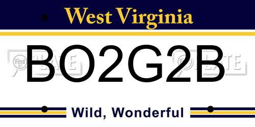 BO2G2B West Virginia License Plate