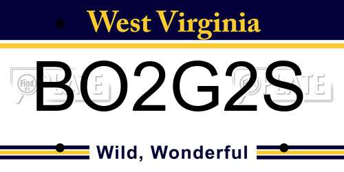 BO2G2S West Virginia License Plate