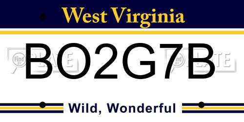 BO2G7B West Virginia License Plate