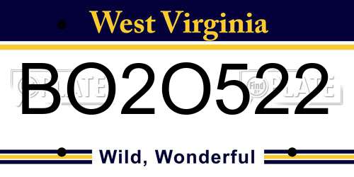 BO2O522 West Virginia License Plate