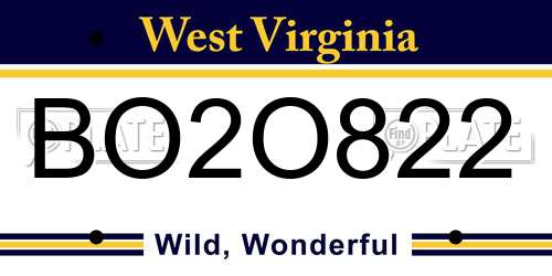 BO2O822 West Virginia License Plate