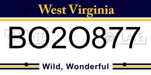 BO2O877 West Virginia License Plate