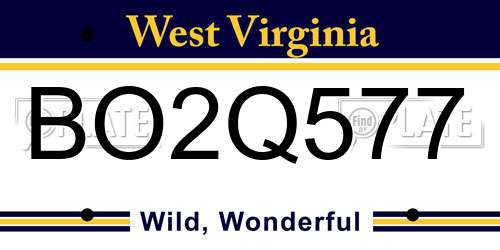 BO2Q577 West Virginia License Plate