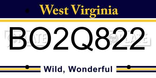 BO2Q822 West Virginia License Plate