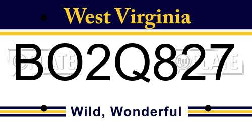 BO2Q827 West Virginia License Plate
