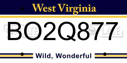 BO2Q877 West Virginia License Plate