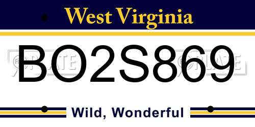BO2S869 West Virginia License Plate