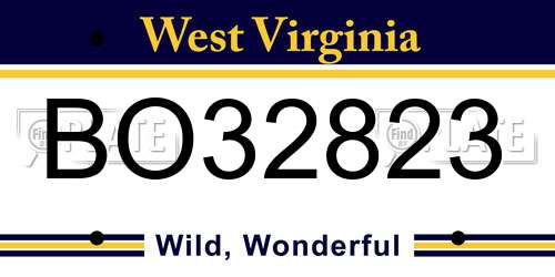BO32823 West Virginia License Plate