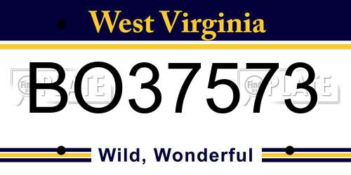 BO37573 West Virginia License Plate