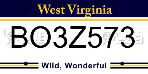 BO3Z573 West Virginia License Plate