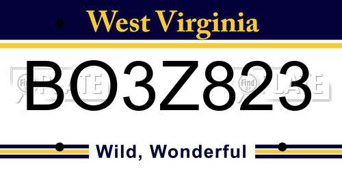 BO3Z823 West Virginia License Plate