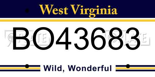 BO43683 West Virginia License Plate