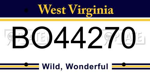 BO44270 West Virginia License Plate