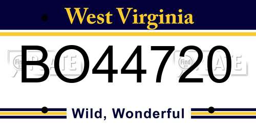 BO44720 West Virginia License Plate