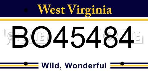BO45484 West Virginia License Plate