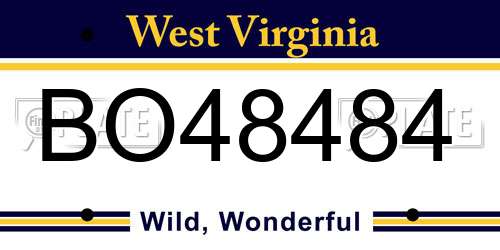 BO48484 West Virginia License Plate